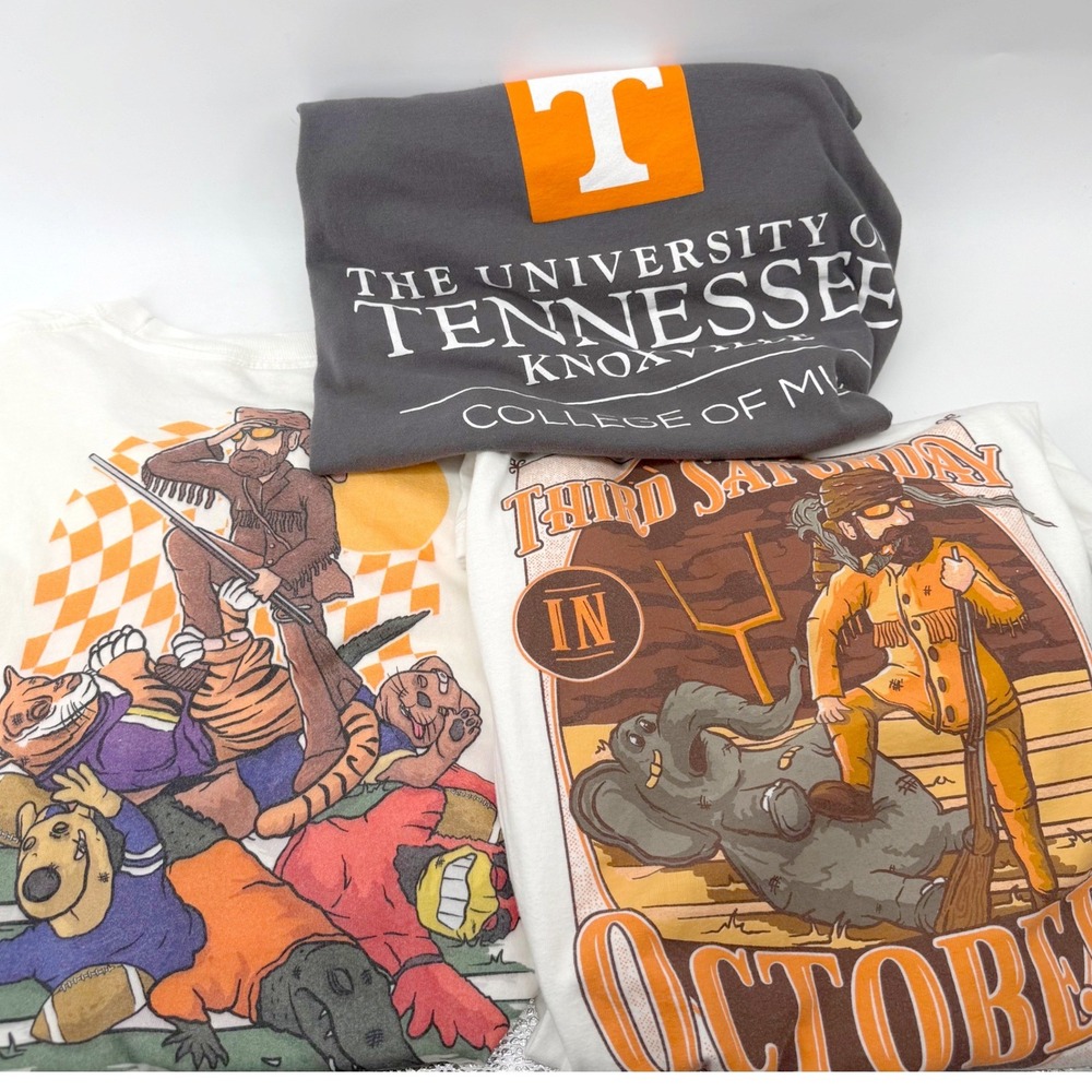 Comfort Colors University of Tennessee T-Shirt Bundle 3 Men M White Grey Vols UT